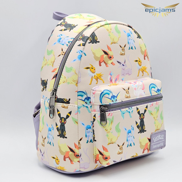 Loungefly Pokemon Eevee Eeveelutions All Over Print Mini Backpack Bag New - Picture 2 of 5